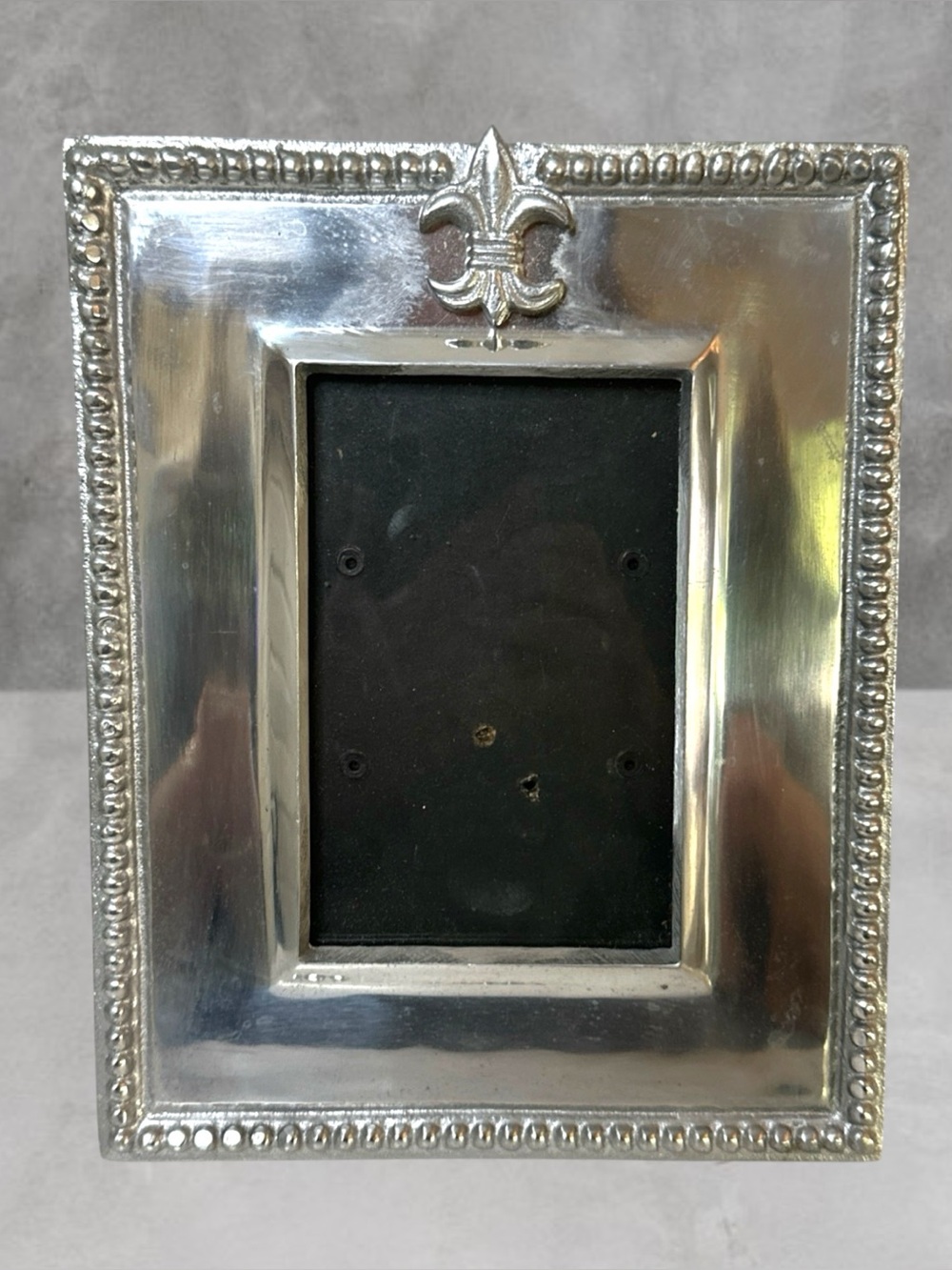 FITS 4x6 Metal PEWTER FLUER DE LIS SILVER HEAVY PICTURE FRAME